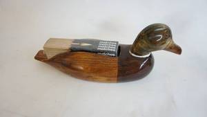 lot 218 image: Very cool Vintage Wooden Mallard Duck Fireplace Mantle Match-Stick Holder 17 inch