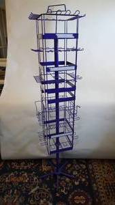 lot 228 image: 68 inch tall rotating display Stand with hooks with 19 inch display basePurple