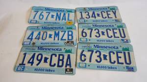 lot 238 image: Set of six vintage Minnesota license plates