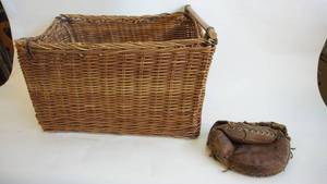 lot 280 image: Extra-Large Basket 23 x 16 x 15, Vintage baseball glove