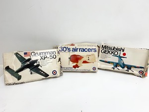 lot 291 image: Group of 3 Entex Model Kits- Grumman XP-50, Mitsubishi Gekko, 30s Air Racers