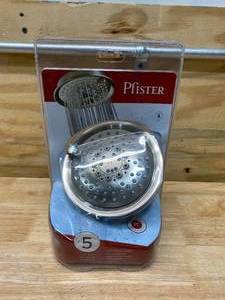 lot 34 image: PFISTER Universal 5-Spray 5.66 in. Single Wall Mount Low Flow Fixed Rain Shower Head in Brushed Nickel