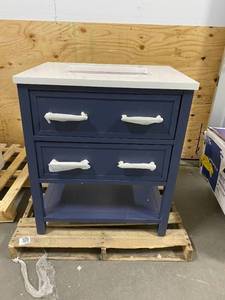 lot 46 image: ALLEN  ROTH Windsor 30-in Midnight Blue Undermount Single Sink Bathroom Vanity with White Engineered Stone Top
