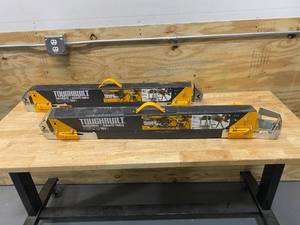 lot 69 image: TOUGHBUILT Lot of 2- Adjustable Height (25-32 in.) and Width (39.9-45.9 in.) Steel Sawhorses - 1300 lb. Capacity (damaged)