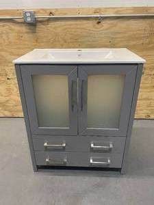 lot 1 image: VANITY ART Brescia 30 in. W x 18 in. D x 36 in. H Bath Vanity In Grey with Vanity Top in White