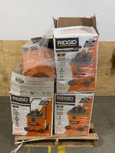 lot 96 image: Pallet of RIDGID Shop Vacs (for parts or repair)