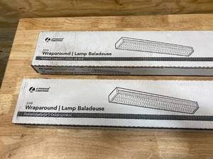 lot 121 image: LITHONIA LIGHTING Lot of 2- 3348 2L32W WRAP 2-Light White Utility Light Wraparound (Direct Wire)