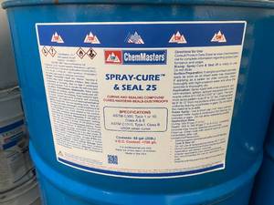 lot 50A image: CHEMMASTERS Lot of 2 Barrels of- Spray-Cure & Seal 25