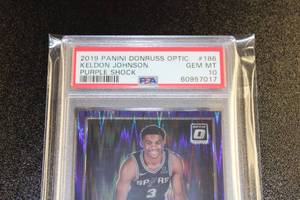 2019-20 Donruss Optic Purple Shock Keldon Johnson #186 PSA 10 Rookie Card
