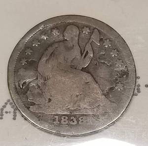 1838 US SEATED LIBERTY HALF DIME