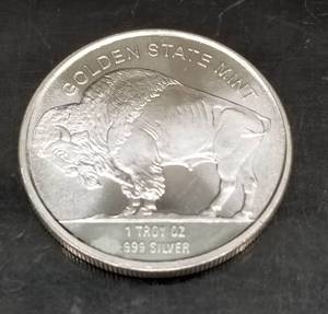 1 TROY OZ .999 FINE SILVER INDIAN BUFFALO