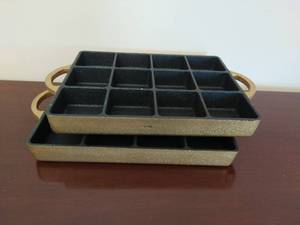 lot 105 image: Two Cast Iron Non-stick Brownie Pans