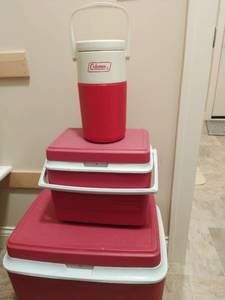 lot 129 image: Two Coolers & Water Jug