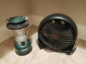 lot 135 image: Coleman Lantern & Honeywell Electric Fan