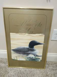 lot 170 image: Vintage Framed Minnesota Poster- Signed