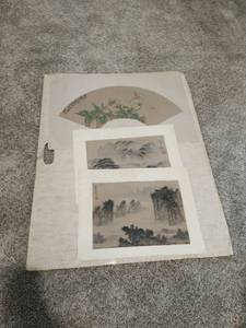 lot 171 image: Collection of Original Asian Style Paintings on Silk