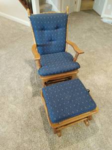 lot 187 image: Blue Gliding Rocking Chair with Ottoman