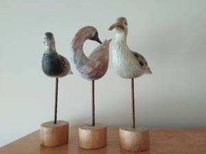 lot 78 image: Three Wood Bird Figurines