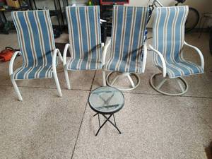 lot 88 image: Four Patio Chairs With Glass Top End Table