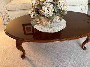 Wood Coffee Table & Plant