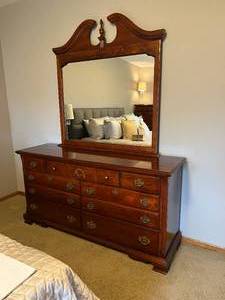 Cherry Wood Dresser with Mirror