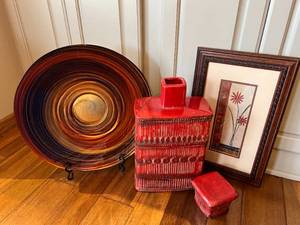 Decorative Plate, Vase and Picture