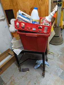 lot 157 image: 2-tier plastic cart on wheels plus ...