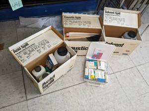 lot 448 image: First aid kit, Solvent spill clean ...