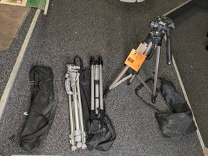 lot 84 image: 3 tripods with cases...