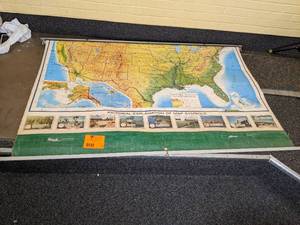 lot 87 image: Hanging map of United States...