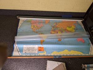lot 105 image: Hanging world map...