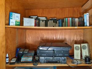 lot 112 image: Contents of cabinet, includes JVC D...