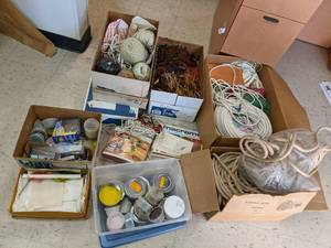 lot 583 image: Large Macrame lot with beads, rope,...