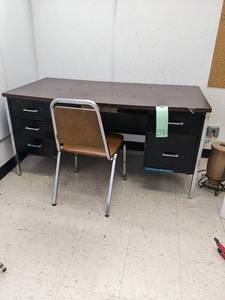 lot 590 image: Metal frame desk 603029.5 an...