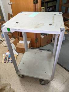 lot 611 image: 2tier metal AV cart on wheels...