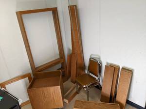 lot 620 image: Corner lot consists of wood Shelvin...
