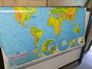 lot 196 image: Retractable world map...
