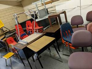 lot 198 image: Classroom full of chairs desks tabl...