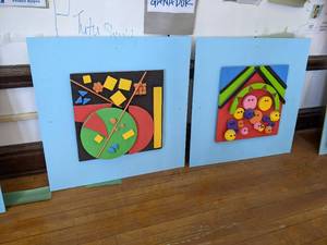 lot 535 image: 2 wooden pcs of artwork, ea is 3636