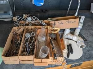 lot 482 image: several flint ignitor, beaker and t...