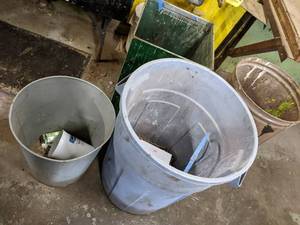 lot 42 image: Lot.of 4 shop trash cans...