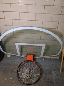 lot 174 image: Glass backboard with breakaway rim,...