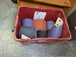 lot 213 image: Tote of sandpaper rolls...