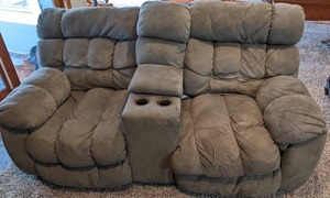 lot 102 image: Comfy Loveseat Recliners w Cupholders & Storage