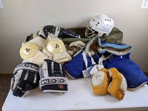 lot 193 image: Full Set of Hockey Gear CCM, Koho, Cooper, Etc.