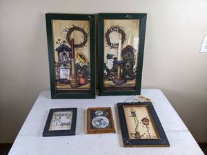 lot 191 image: Collection of 5 Birdhouse Themed Framed Art