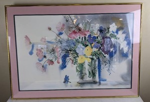 lot 109 image: Beautiful Floral Framed Art by Sanjan