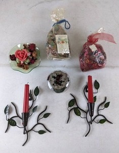 lot 79 image: Home Decor Candle Wall Sconces, Candles, Potpourri and Potpourri Holders