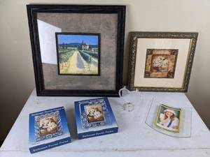 lot 87 image: Wall Art and Photo Frames, Plus Delicate Glass Heart