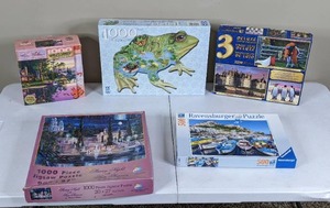 lot 52 image: Collection of 5 Puzzles 500 Pieces and Up